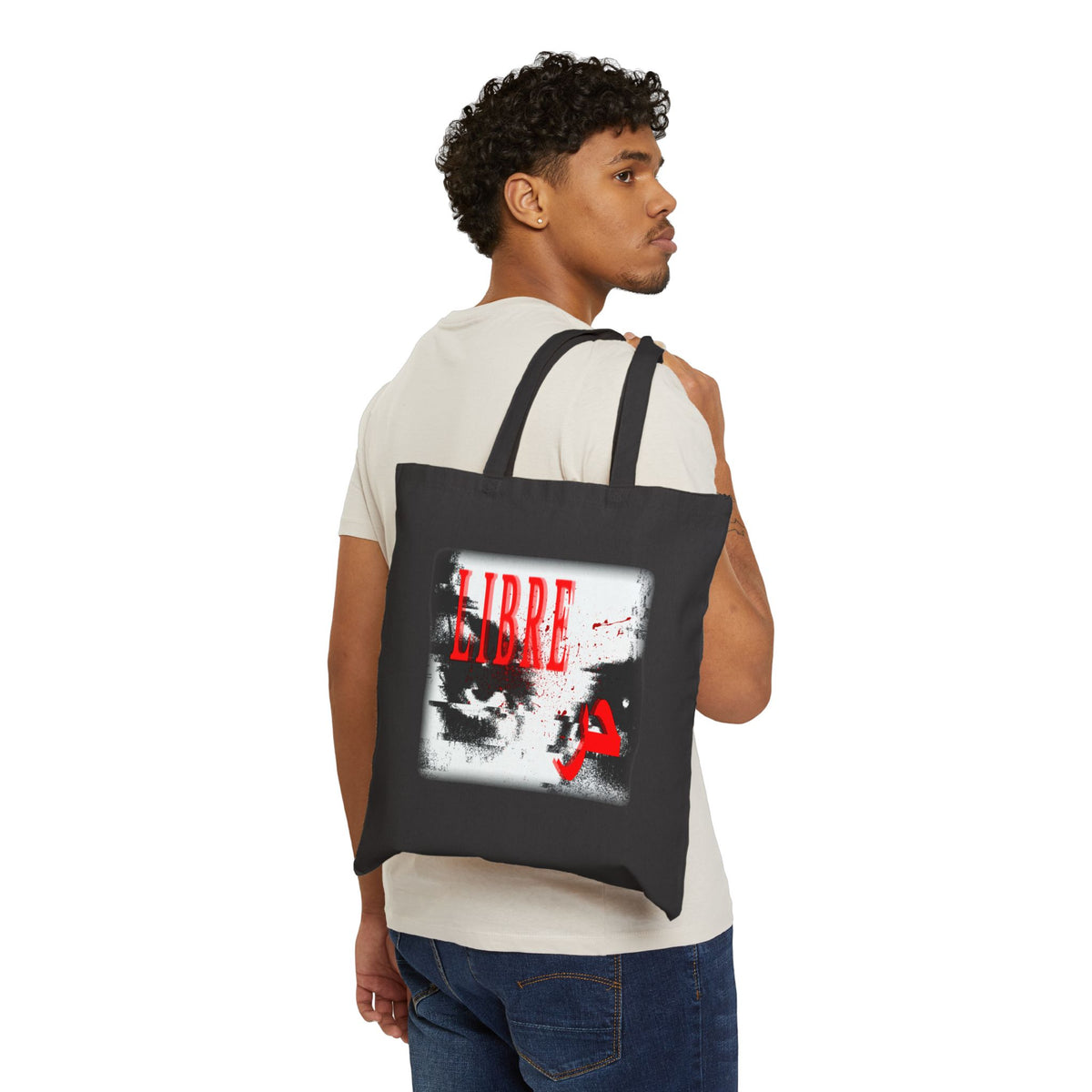 "LOOK AWAY" // Libre Cotton Canvas Tote Bag