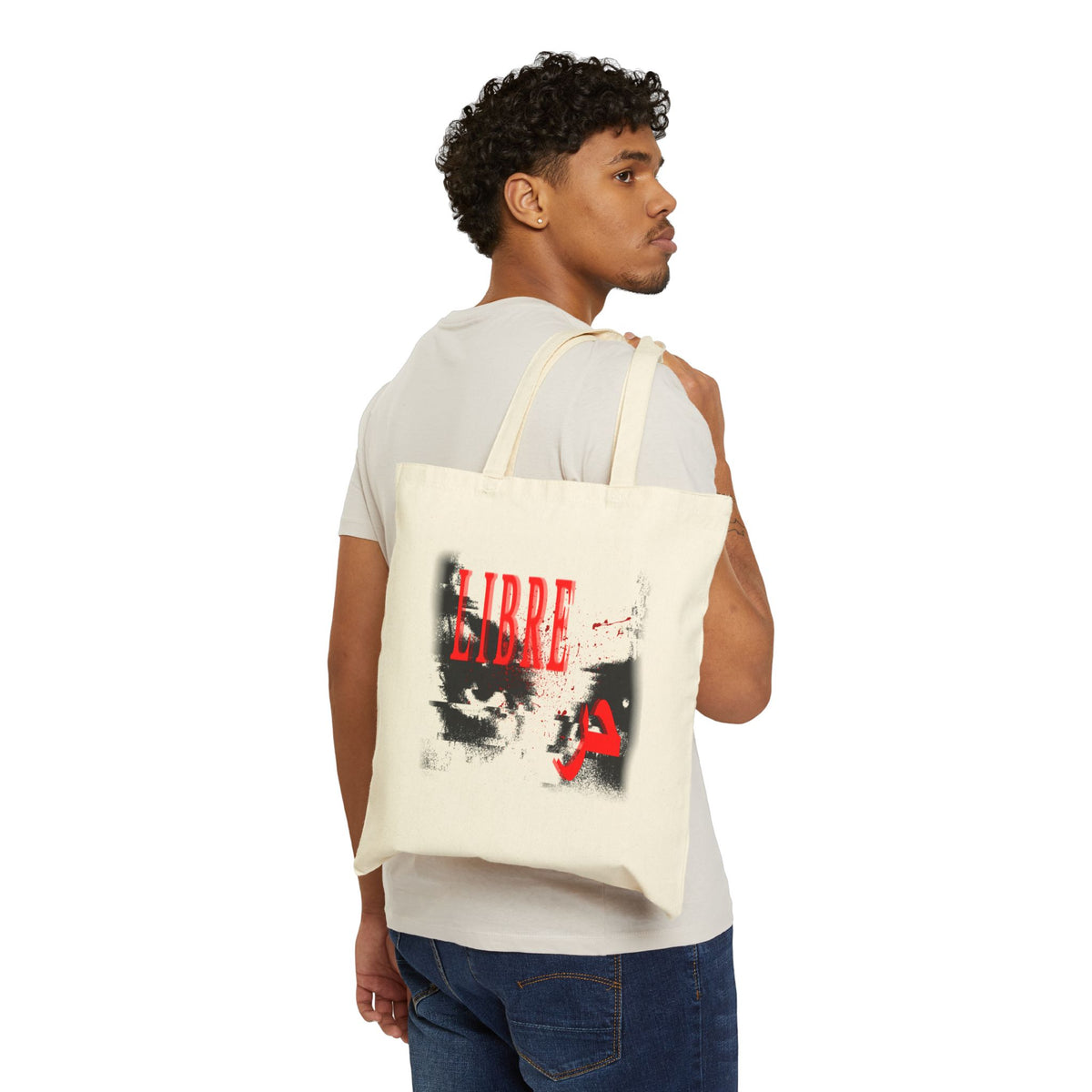 "LOOK AWAY" // Libre Cotton Canvas Tote Bag